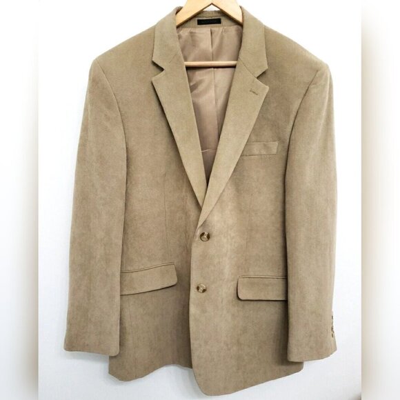 Andrew Fezza Chatham Tan Men's 2 Button Polyester Sports Coat Sz L - Picture 2 of 11